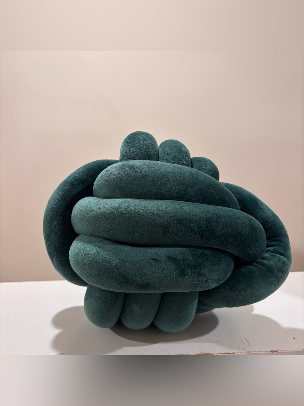 Plush Knot Accent Pillow in Dark Green